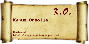 Kapus Orsolya névjegykártya